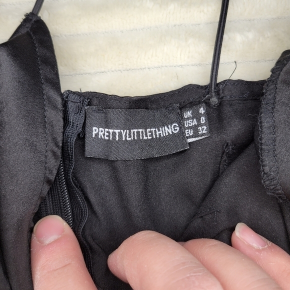 Pretty Little Thing Slinky Black Cocktail Dress Sz 4 - Picture 3 of 7